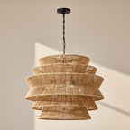 Antigua Drum Rattan Chandelier-Chandelier-Manorlights