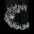 Designer Aqua Ripple Glass Art Customize Chandelier-Chandelier-Manorlights