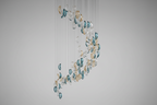 Designer Aqua Ripple Glass Art Customize Chandelier-Chandelier-Manorlights