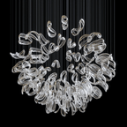 Designer Aqua Ripple Glass Art Customize Chandelier-Chandelier-Manorlights