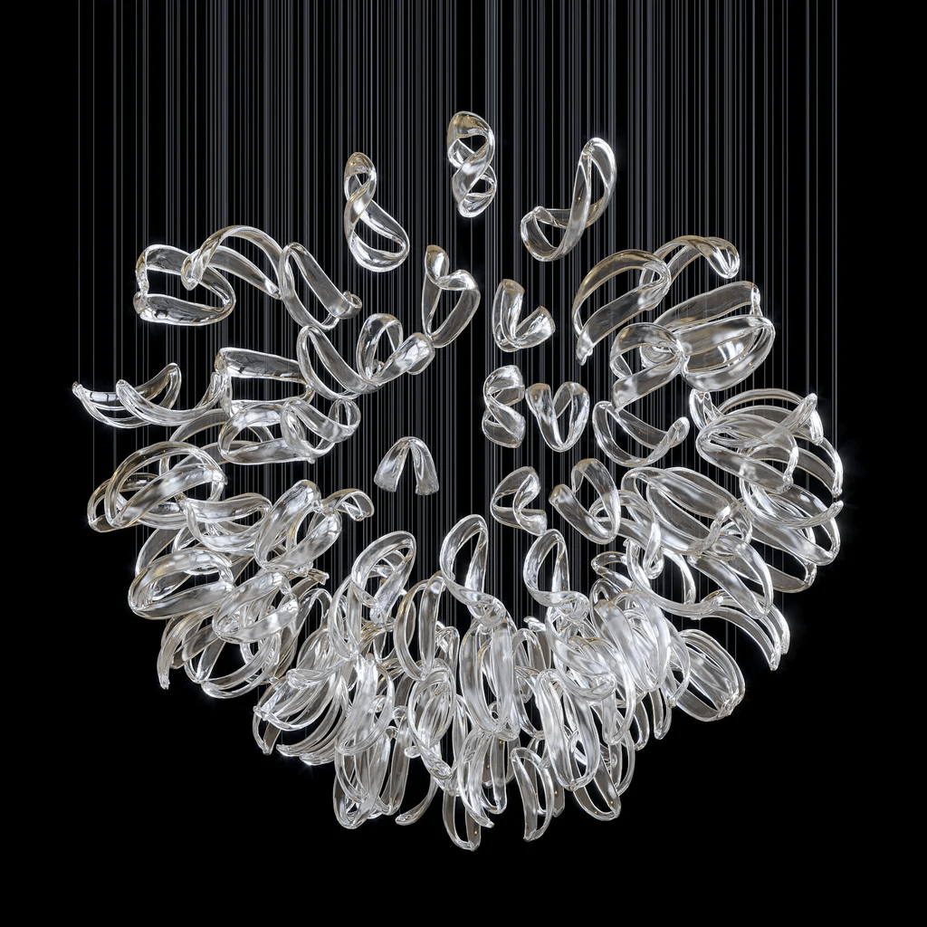 Designer Aqua Ripple Glass Art Customize Chandelier-Chandelier-Manorlights