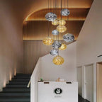 Ayla Bubble Art Contemporary Stairwell Chandelier for high ceiling staircase and foyer lighting