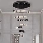 Aysha Black Crystal High Ceiling Entryway Light Fixture for high ceiling staircase and foyer lighting