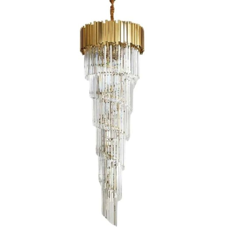Bourbons Louis 2-Story Crystal Round Chandelier-Chandelier-Manorlights