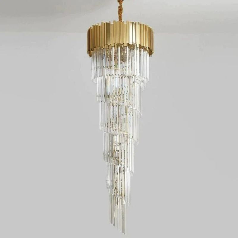 Bourbons Louis 2-Story Crystal Round Chandelier-Chandelier-Manorlights