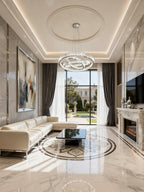 Custom Made 59'' Three Crystal Ring LED Chandelier Large Modern Chandelier for Hotel Lobby-大吊灯-Manorlights