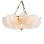 Cabrillo modern brass chandelier with clear textured glass