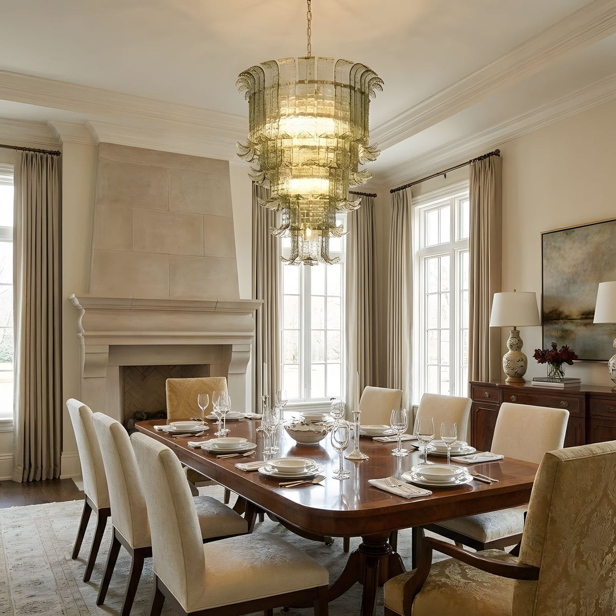 Cascade Glass Green Chandelier Glass lighting by Manor Lights