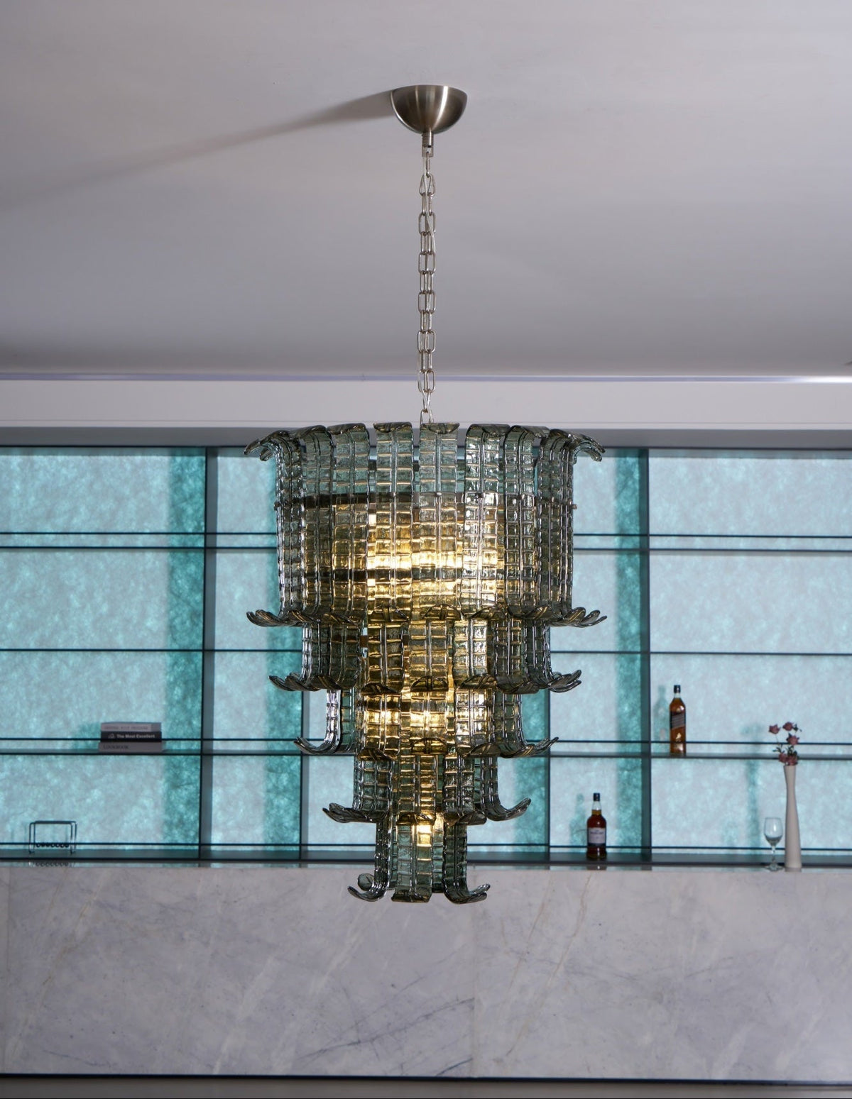 Cascade Glass Green Chandelier Glass lighting by Manor Lights