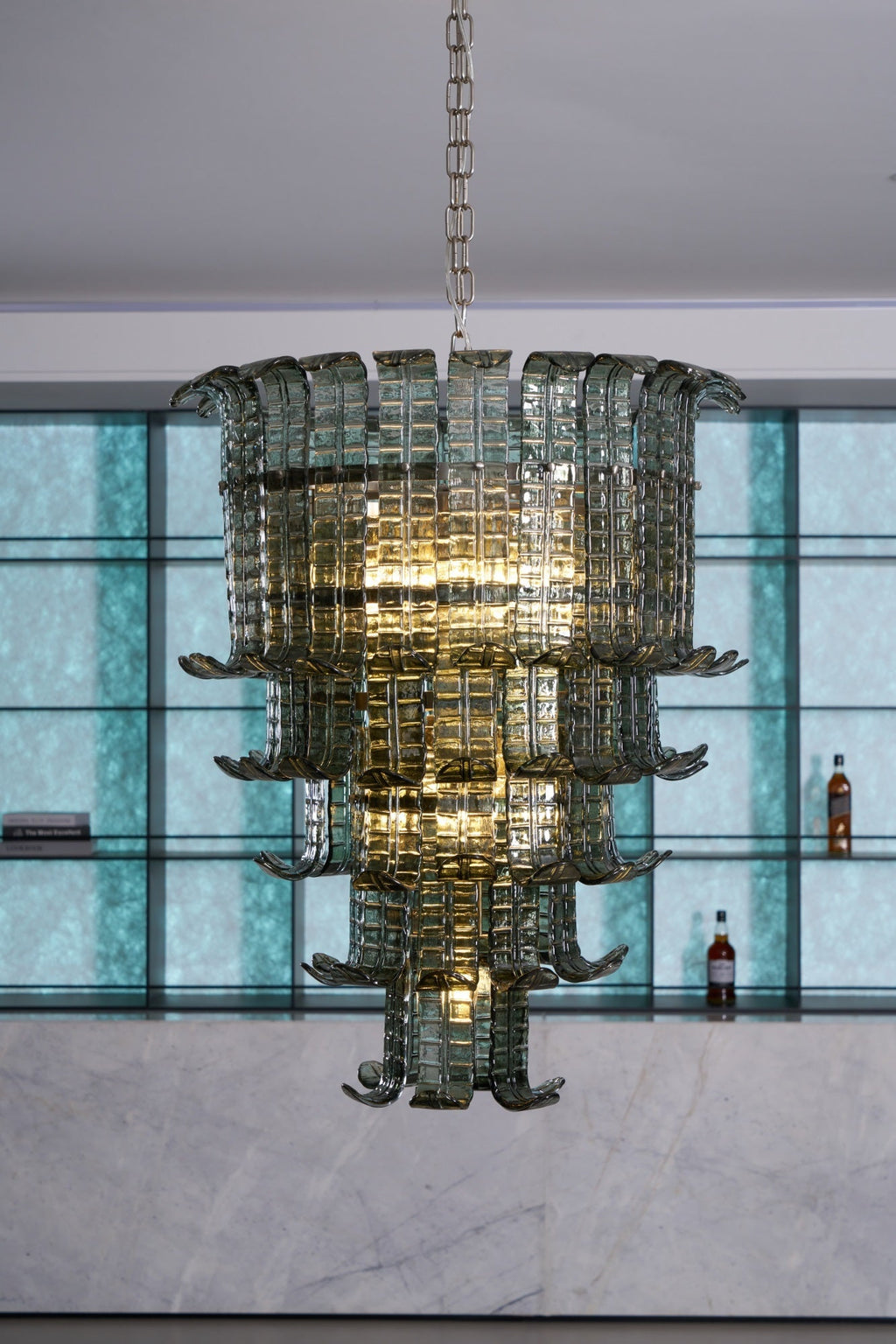 Cascade Glass Green Chandelier Glass lighting by Manor Lights