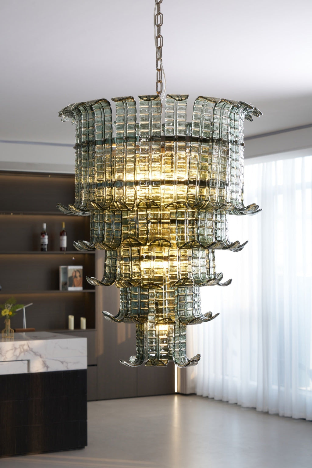 Cascade Glass Green Chandelier Glass lighting by Manor Lights