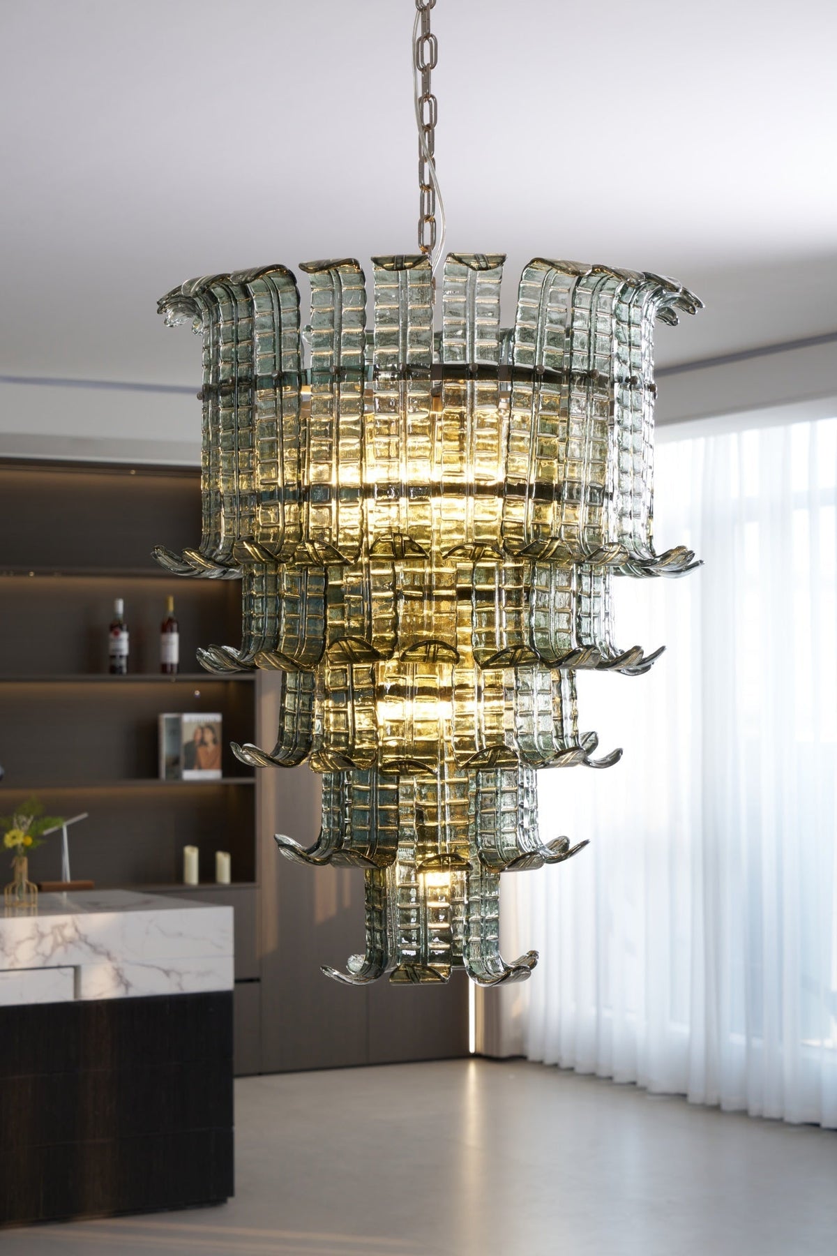 Cascade Glass Green Chandelier Glass lighting by Manor Lights