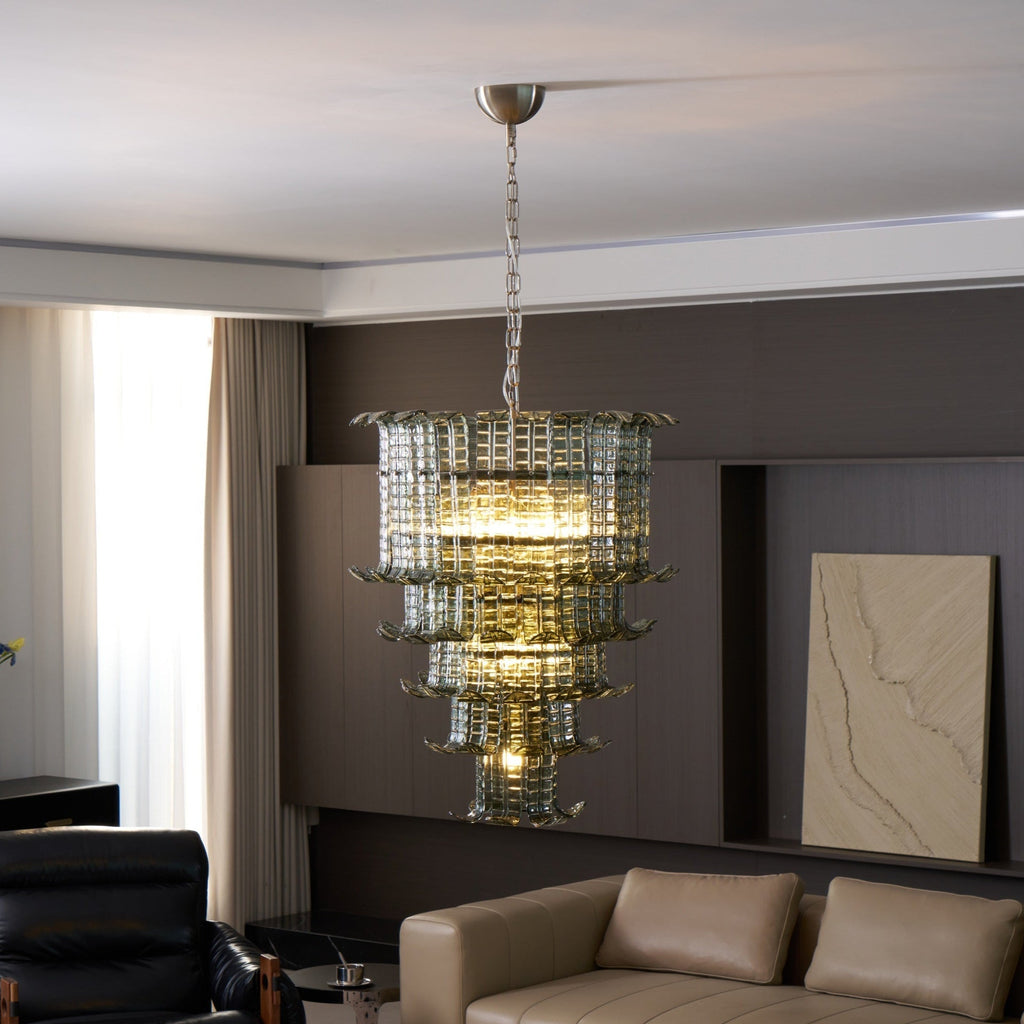 Cascade Glass Green Chandelier Glass lighting by Manor Lights