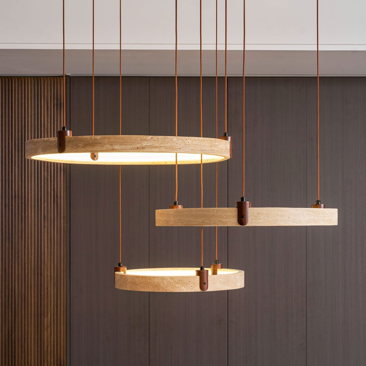 Celestial Orbit Travertine Chandelier