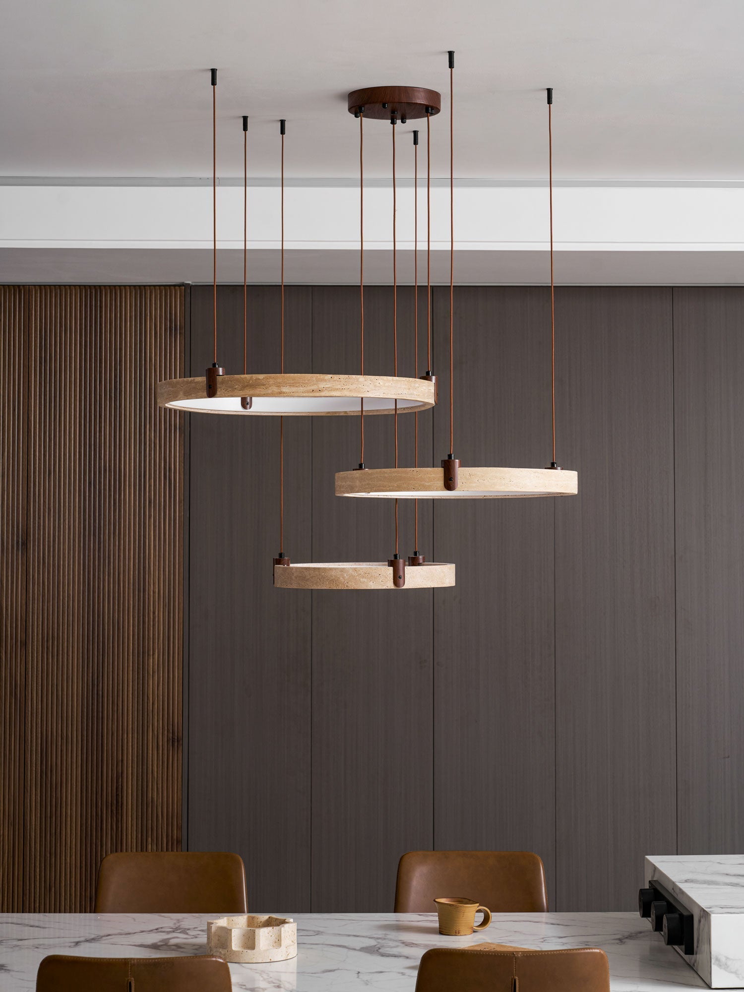 Celestial Orbit Travertine Chandelier
