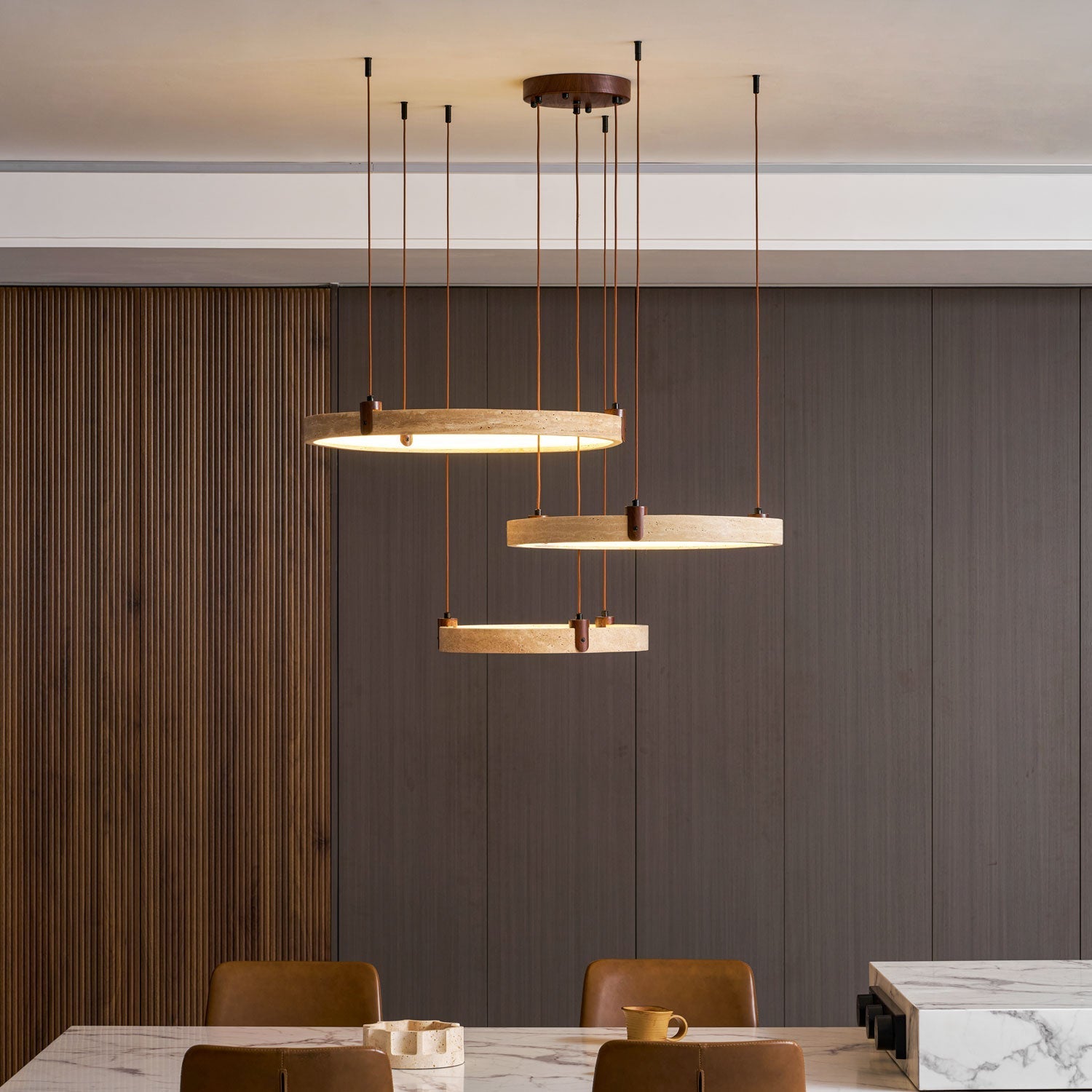 Celestial Orbit Travertine Chandelier