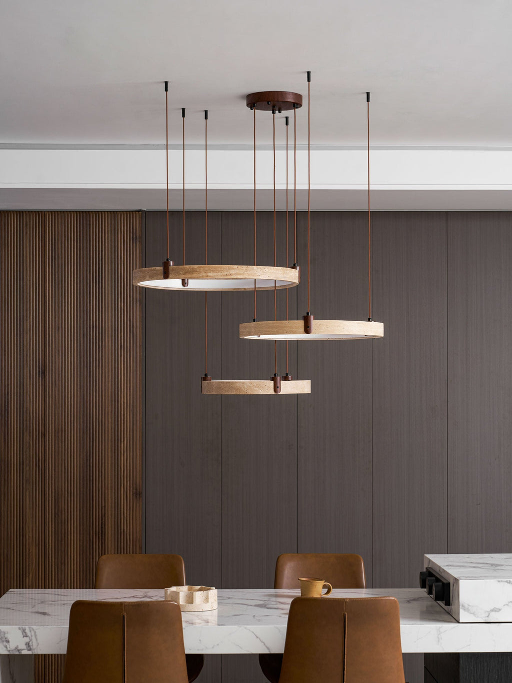 Celestial Orbit Travertine Chandelier