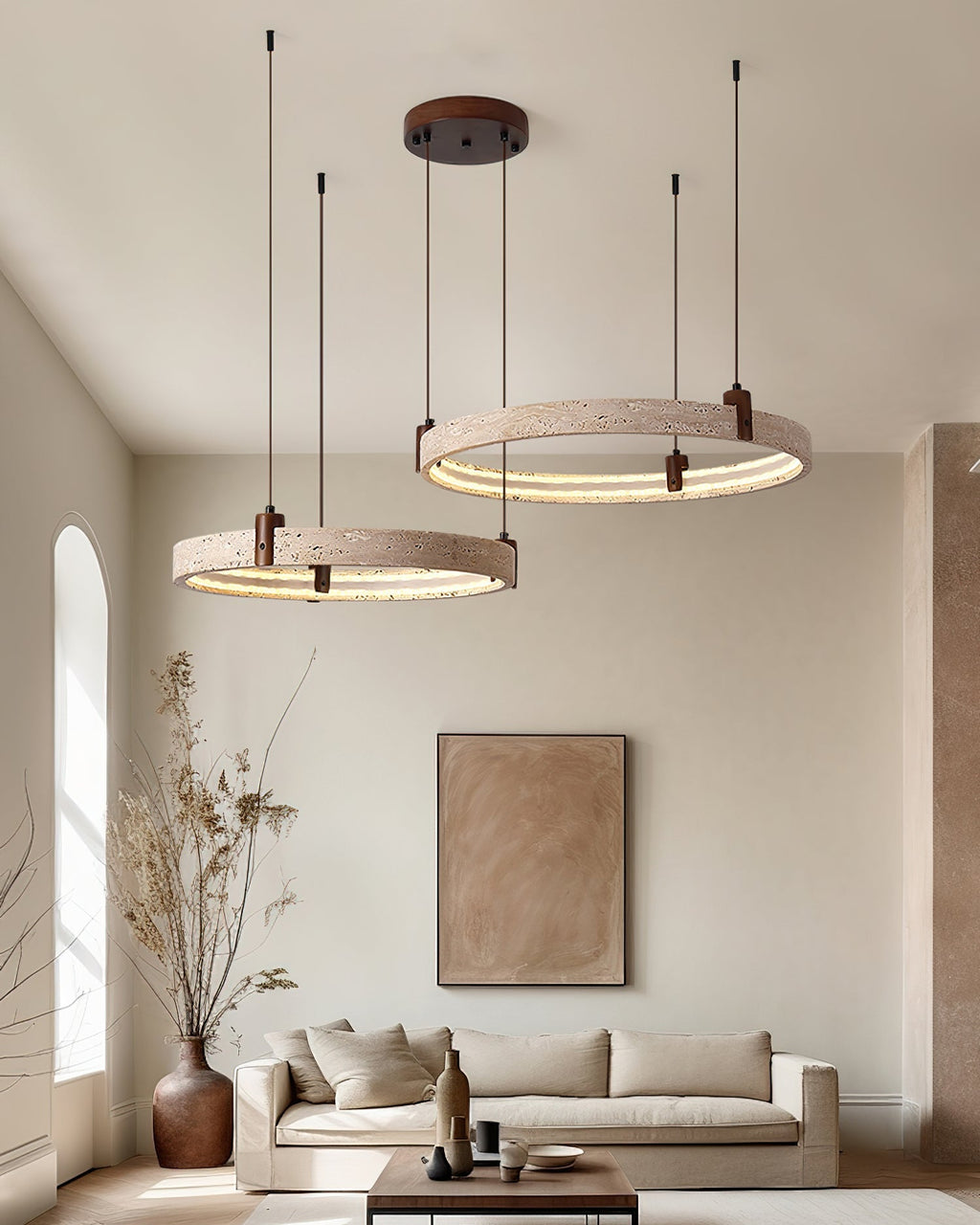 Celestial Orbit Travertine Chandelier