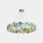 Murano-Style Glass Disc Chandelier – Pink or Green