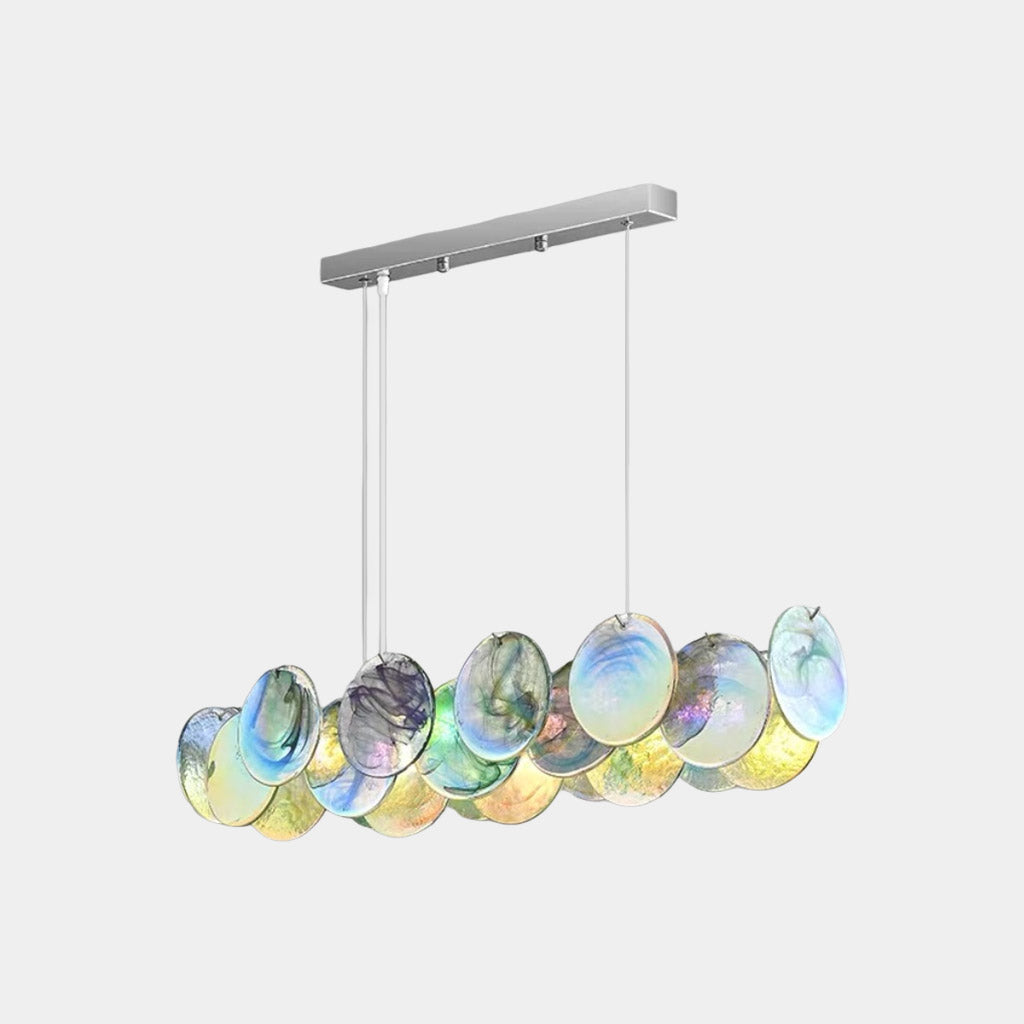 Murano-Style Glass Disc Chandelier – Pink or Green