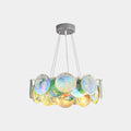 Murano-Style Glass Disc Chandelier – Pink or Green