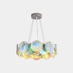 Murano-Style Glass Disc Chandelier – Pink or Green