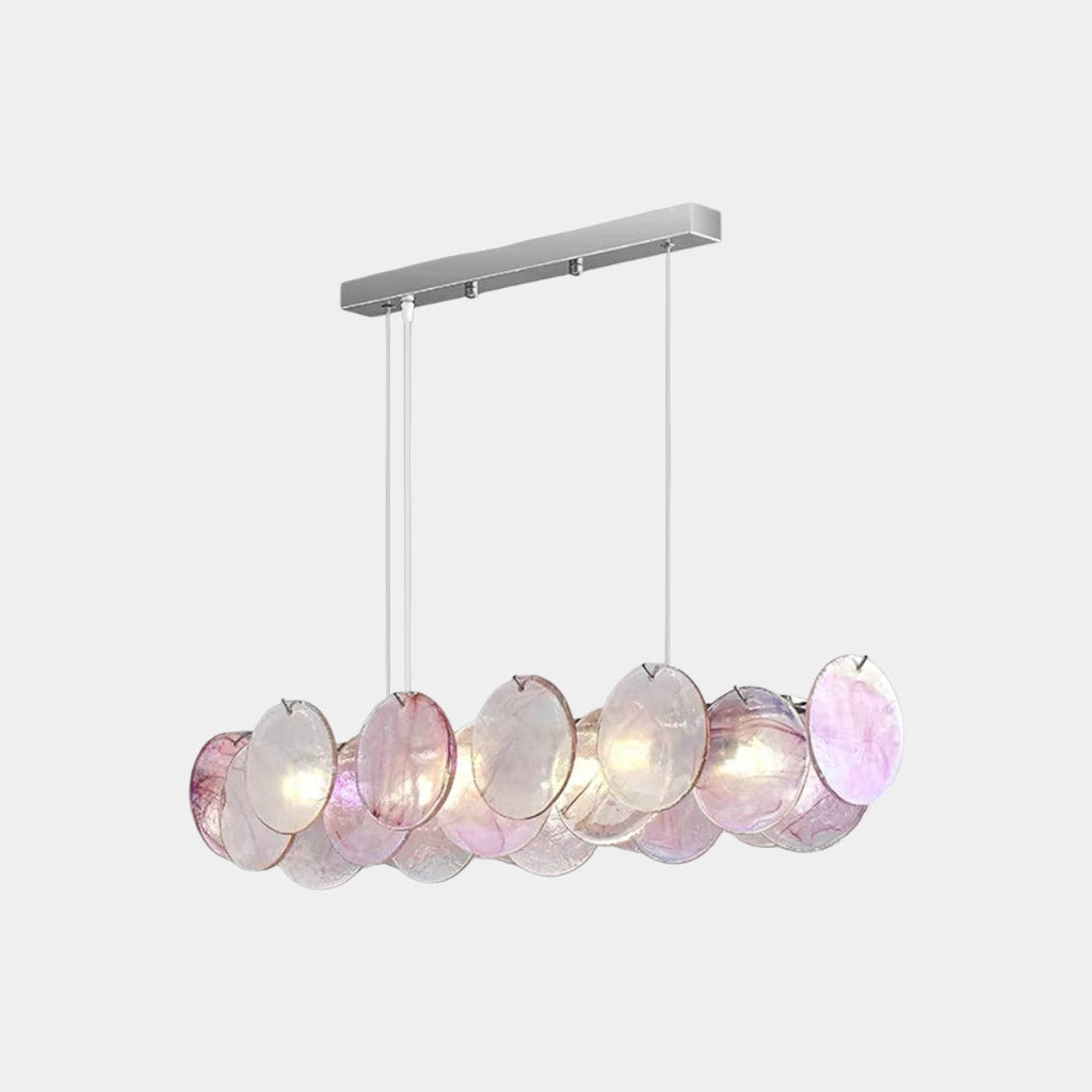 Murano-Style Glass Disc Chandelier – Pink or Green