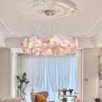 Murano-Style Glass Disc Chandelier – Pink or Green