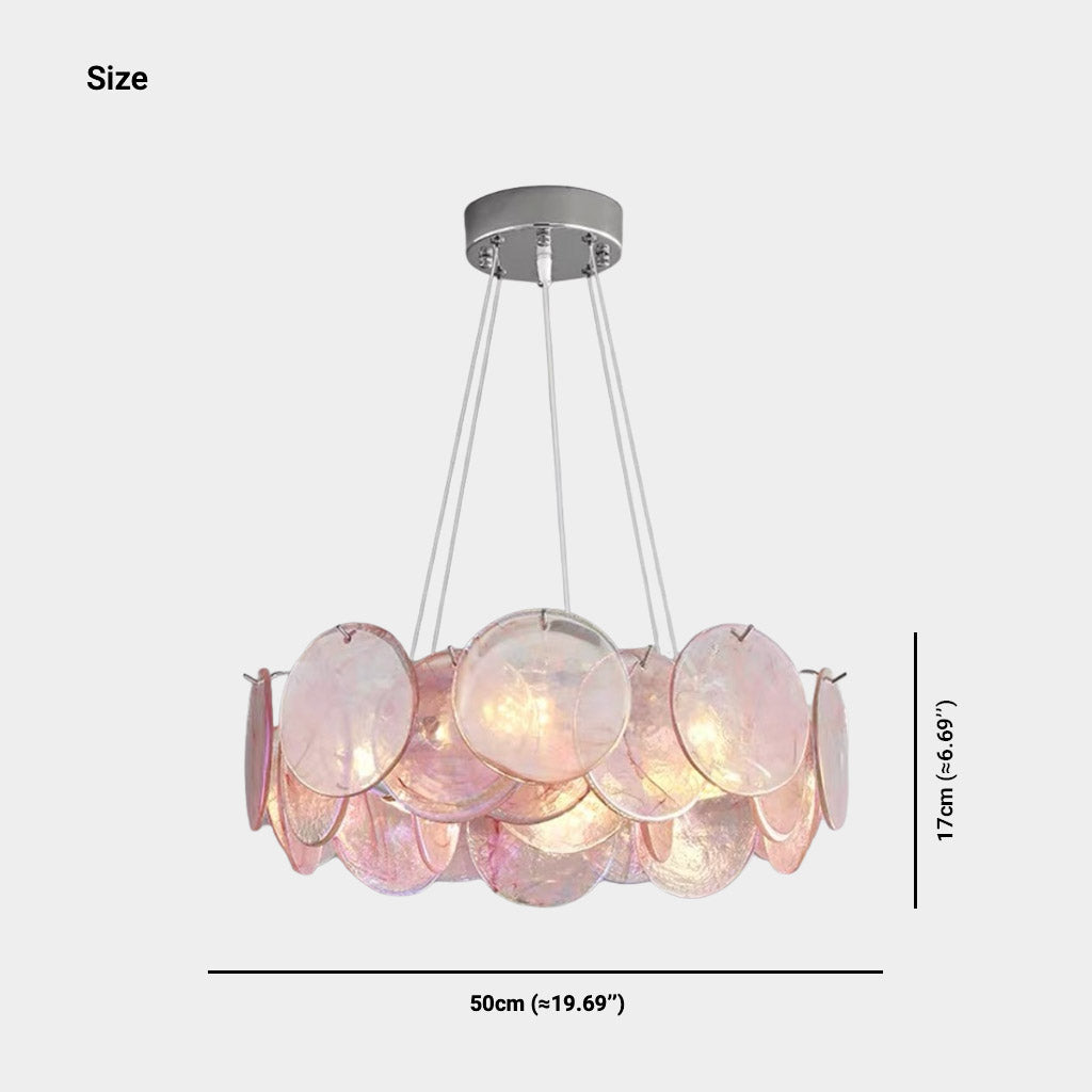 Murano-Style Glass Disc Chandelier – Pink or Green