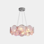 Murano-Style Glass Disc Chandelier – Pink or Green