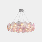 Murano-Style Glass Disc Chandelier – Pink or Green