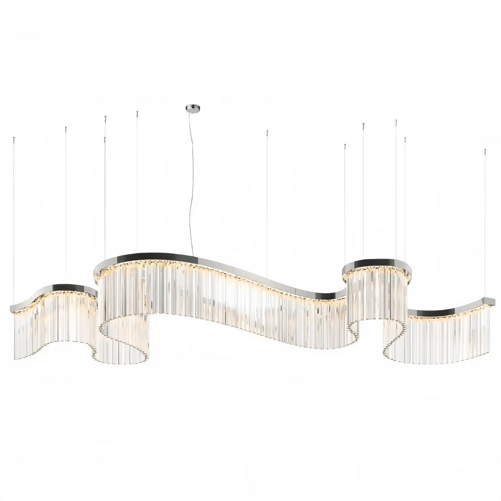 Contemporary Flowing Silhouette Waveform Glass Chandelier-Manorlights