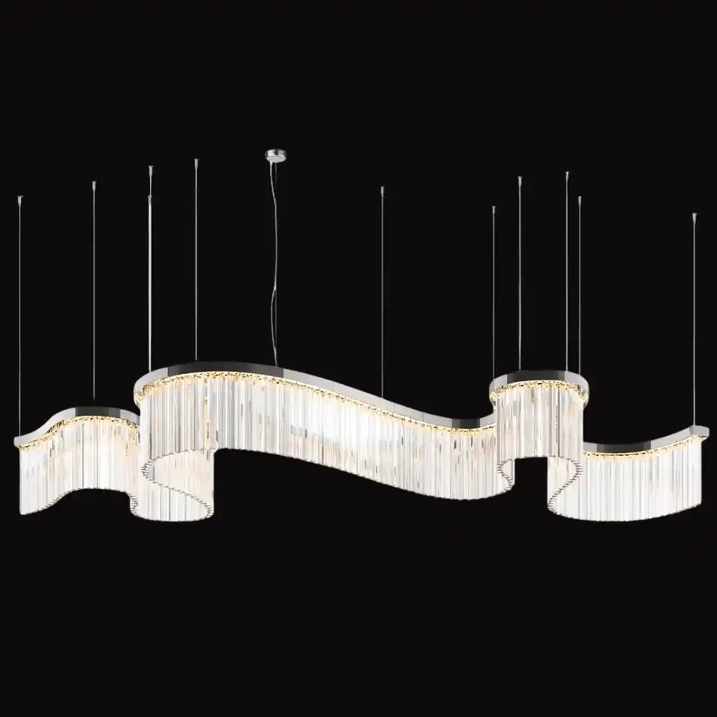 Contemporary Flowing Silhouette Waveform Glass Chandelier-Manorlights