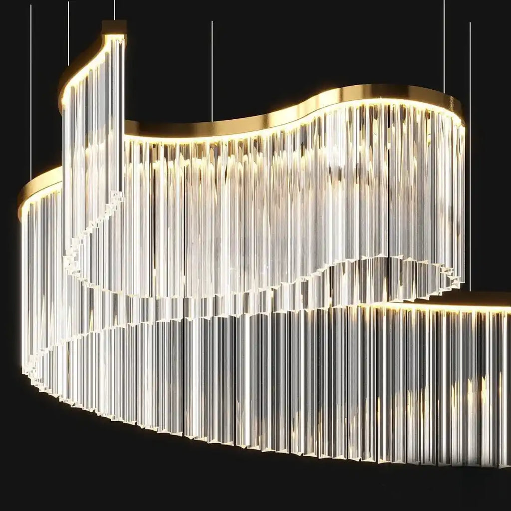 Contemporary Flowing Silhouette Waveform Glass Chandelier-Manorlights