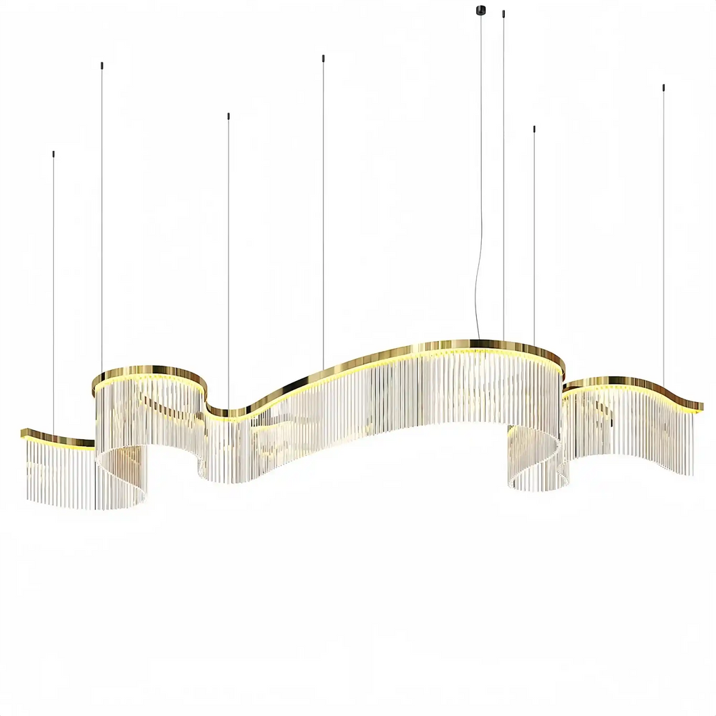Contemporary Flowing Silhouette Waveform Glass Chandelier-Manorlights