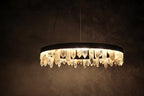 Designer 36 Inch Round Modern Chandelier Brass & Clear Geode Quartz Crystal Hanging Light-Chandelier-Manorlights