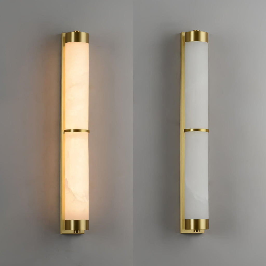 Cylindra Alabaster Brass Wall Light - Vakkerlight