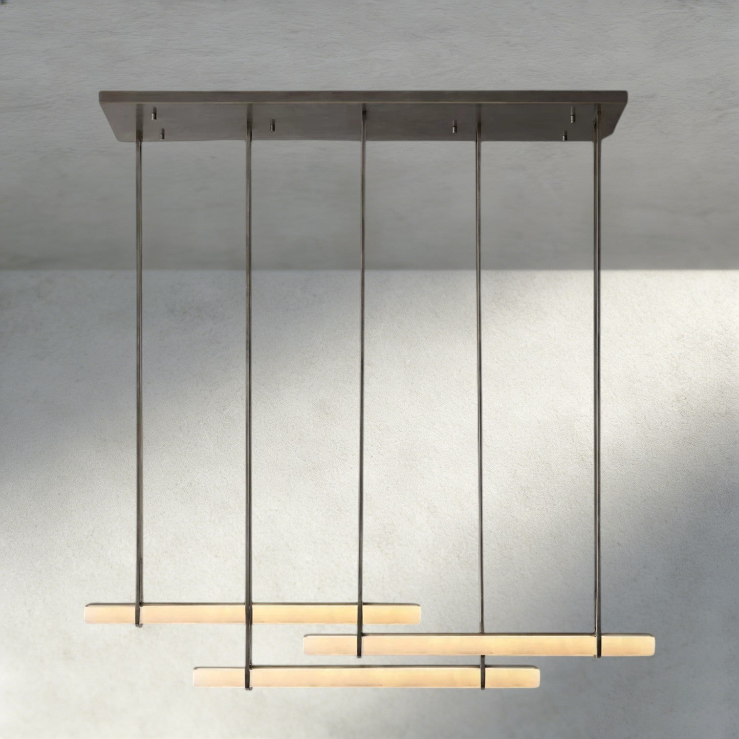 Audubon Alabaster Triple Bar Linear Chandelier-Manorlights