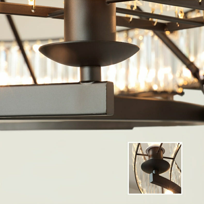 Decorative 6/ 8/ 10/ 12-Light Crystal Ceiling Chandelier Triangular Prism Island Light Fixture Metal Shade for Living Room-Manorlights