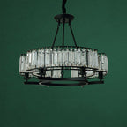 Decorative 6/ 8/ 10/ 12-Light Crystal Ceiling Chandelier Triangular Prism Island Light Fixture Metal Shade for Living Room-Manorlights