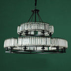 Decorative 6/ 8/ 10/ 12-Light Crystal Ceiling Chandelier Triangular Prism Island Light Fixture Metal Shade for Living Room-Manorlights