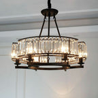 Decorative 6/ 8/ 10/ 12-Light Crystal Ceiling Chandelier Triangular Prism Island Light Fixture Metal Shade for Living Room-Manorlights