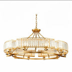 Decorative 6/ 8/ 10/ 12-Light Crystal Ceiling Chandelier Triangular Prism Island Light Fixture Metal Shade for Living Room-Manorlights
