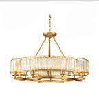 Decorative 6/ 8/ 10/ 12-Light Crystal Ceiling Chandelier Triangular Prism Island Light Fixture Metal Shade for Living Room-Manorlights