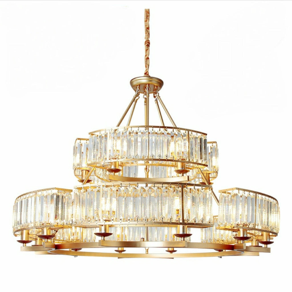 Decorative 6/ 8/ 10/ 12-Light Crystal Ceiling Chandelier Triangular Prism Island Light Fixture Metal Shade for Living Room-Manorlights