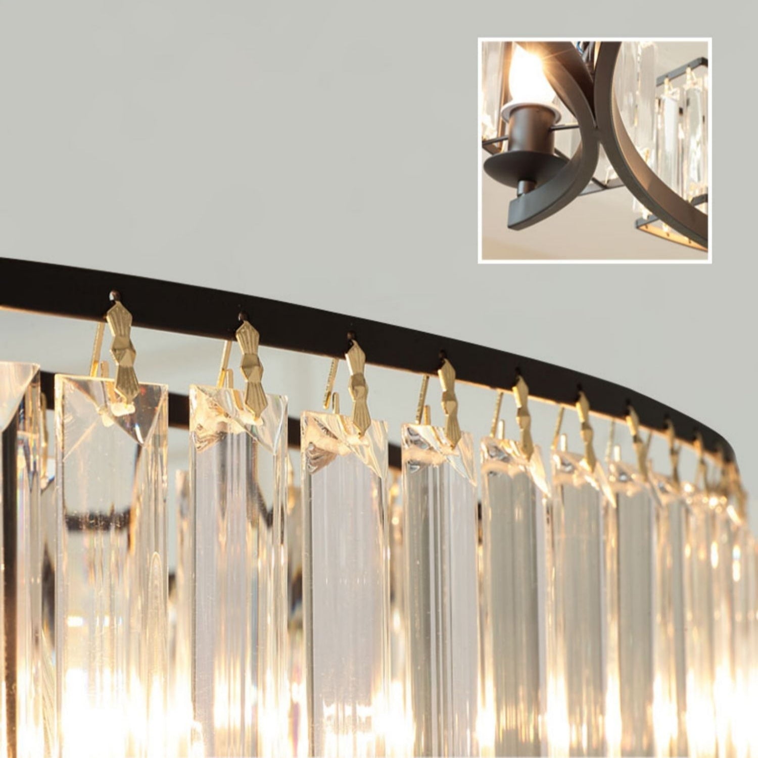 Decorative 6/ 8/ 10/ 12-Light Crystal Ceiling Chandelier Triangular Prism Island Light Fixture Metal Shade for Living Room-Manorlights