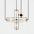 Designer Modern Geometric Grid-Form Handblown Glass Chandelier for Low Ceilings-Manorlights