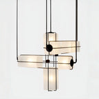 Designer Modern Geometric Grid-Form Handblown Glass Chandelier for Low Ceilings-Manorlights