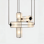 Designer Modern Geometric Grid-Form Handblown Glass Chandelier for Low Ceilings-Manorlights