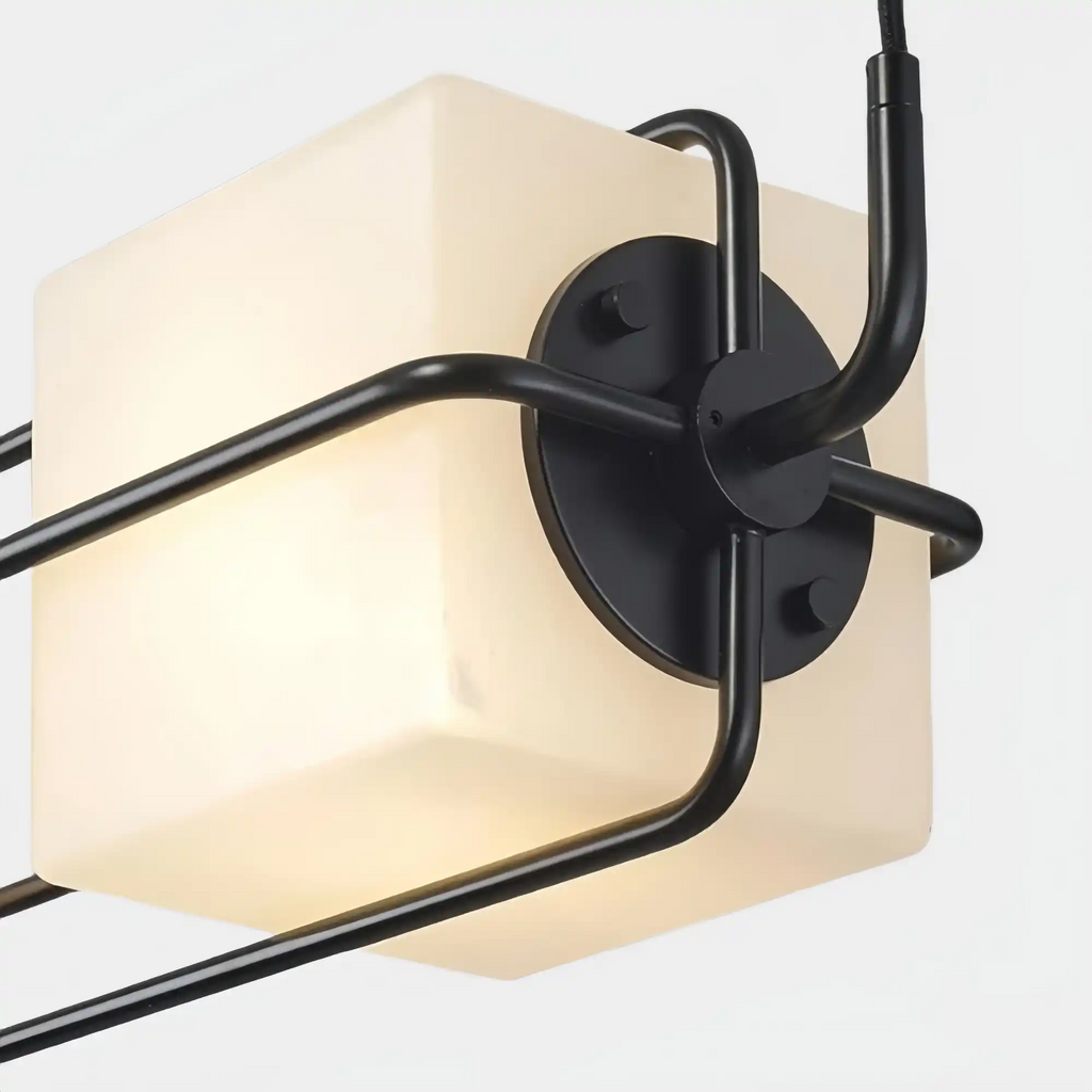 Designer Modern Geometric Grid-Form Handblown Glass Chandelier for Low Ceilings-Manorlights